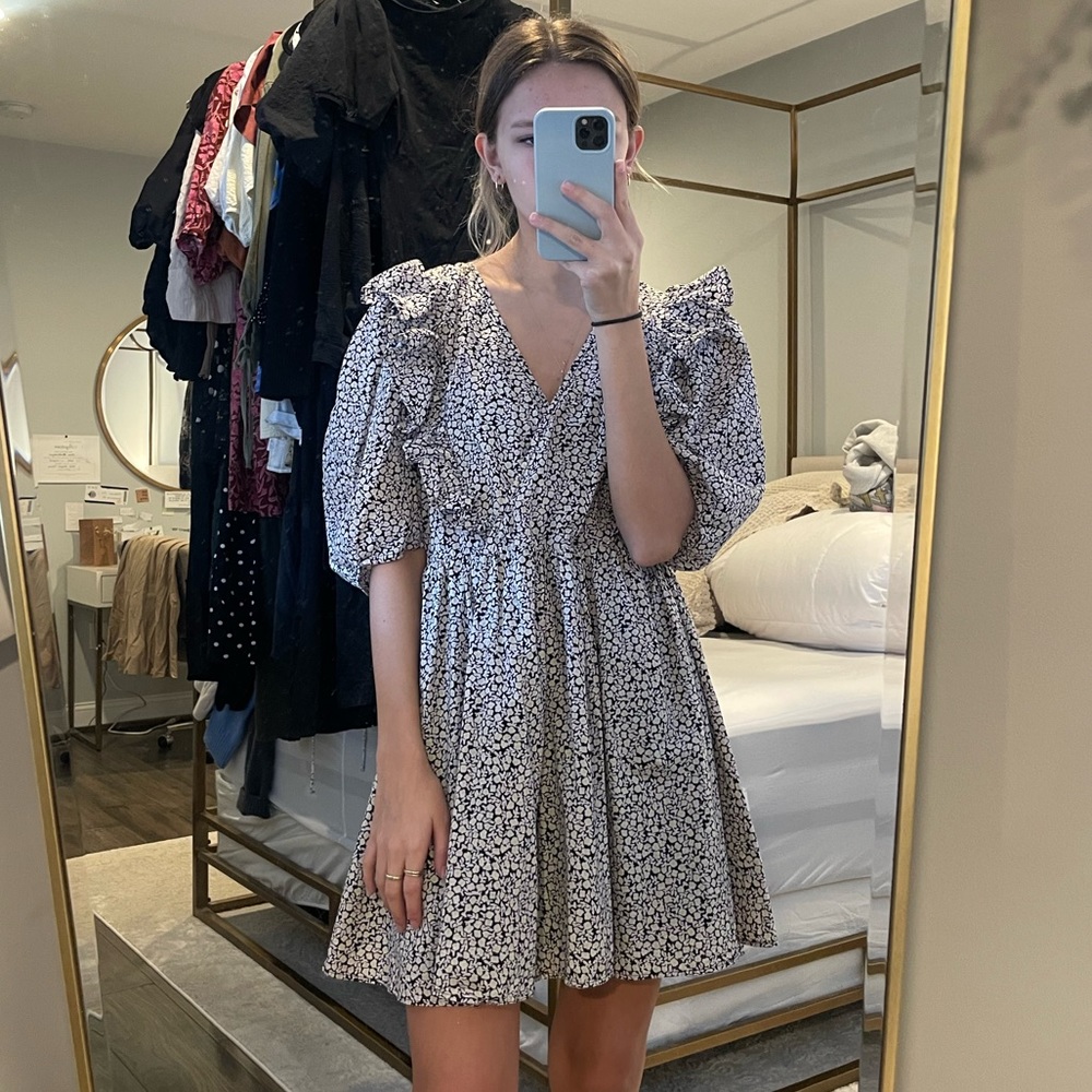 h&m mini ruffle dress
